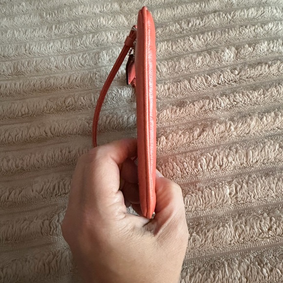 COACH OP ART Signature C Melon Leather Perforation Wristlet - Picture 7 of 7